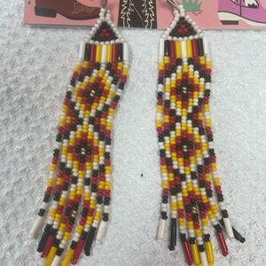 Native Handmade Beaded Earrings in Traditional Navajo Pattern 💥